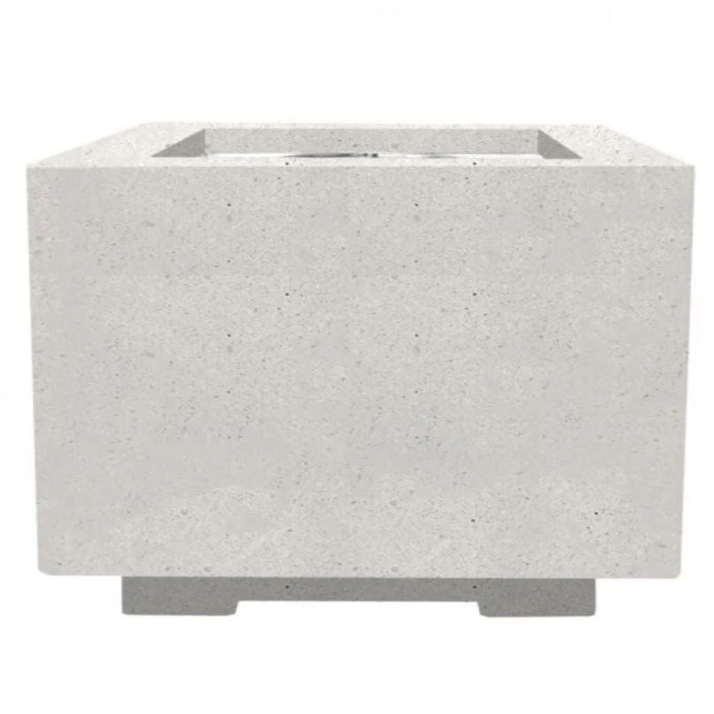 Prism Hardscapes Scatola 2 24" Ultra White Square Concrete Propane Gas Fire Pit Table