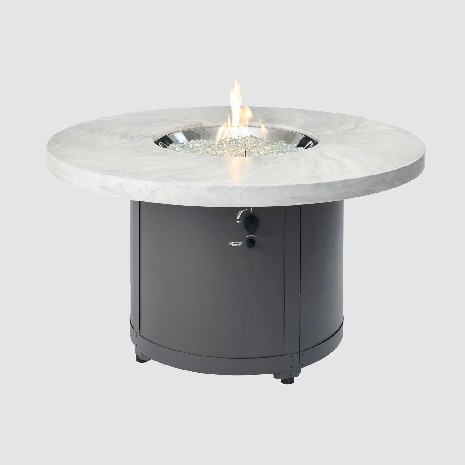 The Outdoor GreatRoom Company Beacon 48" White Onyx Round Gas Fire Pit Table