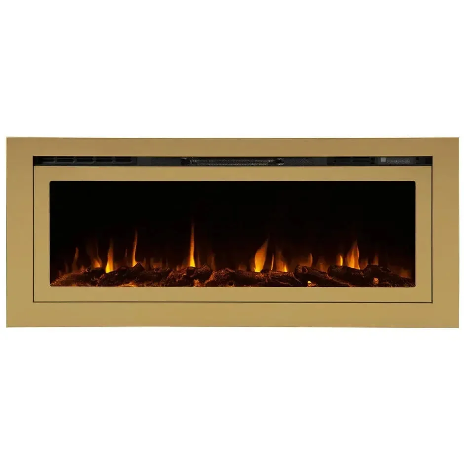 Touchstone Sideline Deluxe 60" Gold Recessed Smart Electric Fireplace