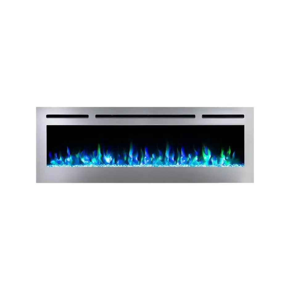 Touchstone Sideline Deluxe 60" Stainless Steel Recessed Smart Electric Fireplace