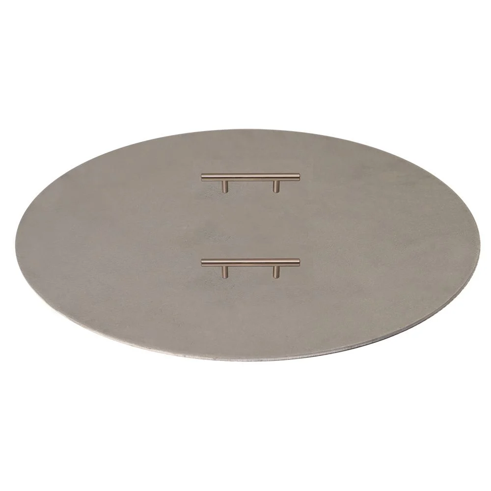 Warming Trends 38" Circular Brushed Aluminum Fire Pit Cover With 2 Handles for 36" Opening